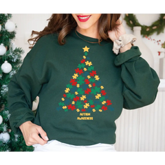 Autism Christmas Sweatshirt Autism Christmas Tree Sweatshirt Autism Awareness Sweatshirt Autism Awareness Christmas