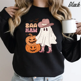 Baa Haw Halloween Sweatshirt Cowboy Girl Halloween Sweatshirt Halloween gift Retro Halloween Sweatshirt,cstmzn-hllwn-03