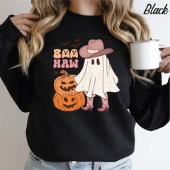 Baa Haw Halloween Sweatshirt Cowboy Girl Halloween Sweatshirt Halloween gift Retro Halloween Sweatshirt,cstmzn-hllwn-03