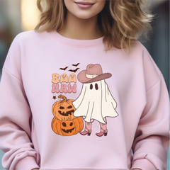 Baa Haw Halloween Sweatshirt Cowboy Girl Halloween Sweatshirt Halloween gift Retro Halloween Sweatshirt,cstmzn-hllwn-03