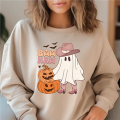 Baa Haw Halloween Sweatshirt Cowboy Girl Halloween Sweatshirt Halloween gift Retro Halloween Sweatshirt,cstmzn-hllwn-03