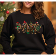 Bigfoot Christmas Lights Sweatshirt and Hoodie Sasquatch Christmas Sweatshirt Cute Christmas Family Sweatshirt LS694