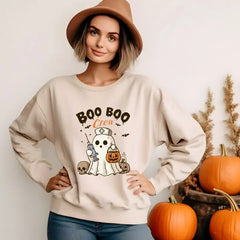 Boo Crew Halloween Nurse Sweatshirt Halloween Nursing Hoodie Nurse Fall Shirt Spooky Season Halloween Funny Halloween