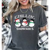 Chillin’ With My Snowmies Christmas Comfort Colors Shirt Cute Snowman Christmas Shirt Funny Christmas Family Shirt