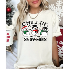 Chillin’ With My Snowmies Christmas Comfort Colors Shirt Cute Snowman Christmas Shirt Funny Christmas Family Shirt