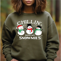 Chillin’ With My Snowmies Christmas Sweatshirt and Hoodie Cute Snowman Christmas Sweatshirt Funny Snowman Christmas