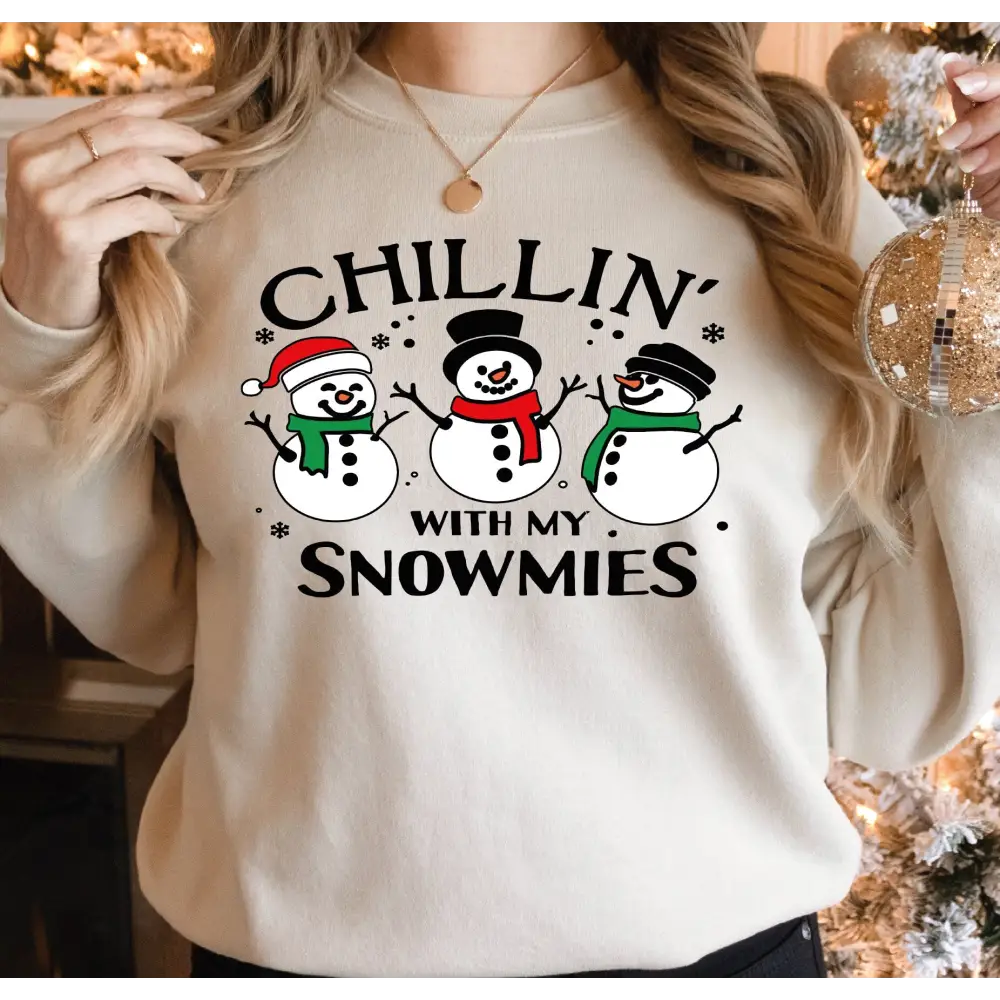 Chillin’ With My Snowmies Christmas Sweatshirt and Hoodie Cute Snowman Christmas Sweatshirt Funny Snowman Christmas