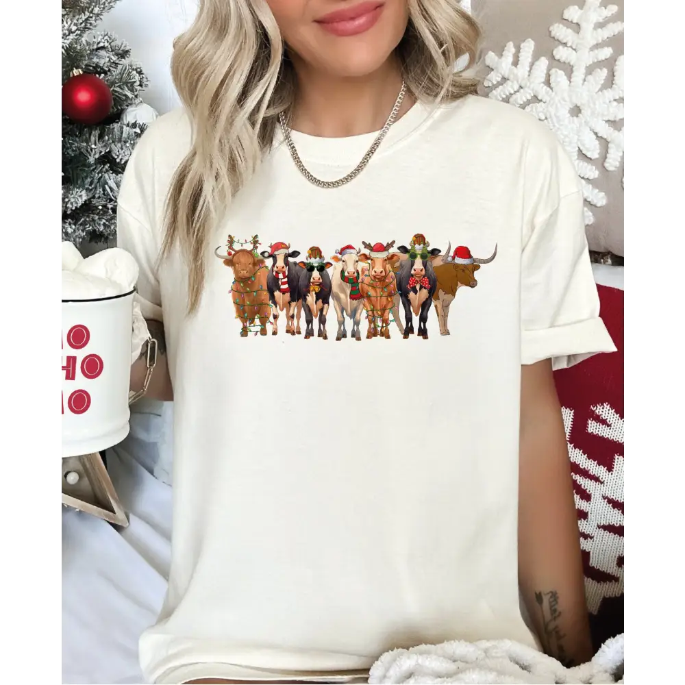 Christmas Cow Comfort Colors Shirt Funny Christmas Shirt Holiday Shirt Farm Christmas Shirt Christmas Cow Shirt LS740