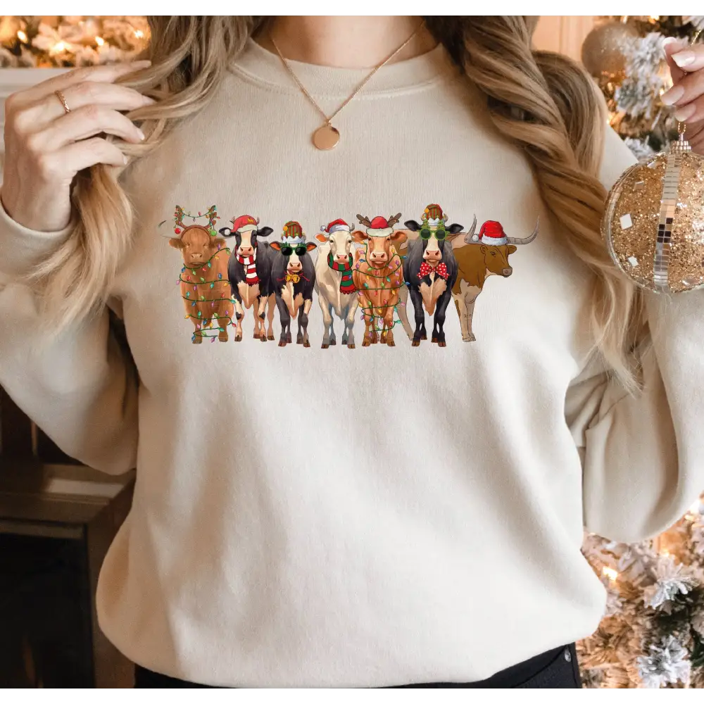Christmas Cow Sweatshirt and Hoodie Funny Christmas Sweatshirt Holiday Sweater Christmas Cow Shirt Cow Christmas