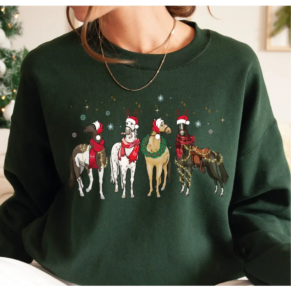 Christmas Horse Sweatshirt Western Christmas Family Sweatshirt Christmas Horse For Women For Kids Sweatshirt Christmas
