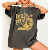 Comfort Colors Cute But Feral Raccoon Shirt Funny Raccoon Shirt Funny Meme Opossum Shirt Fall Coffee Shirt Raccoon Meme