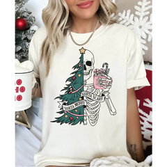Comfort Colors Sorta Merry Sorta Scary Shirt Funny Christmas Shirt Cute Spooky Season Shirt Christmas Skeleton Shirt