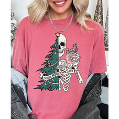 Comfort Colors Sorta Merry Sorta Scary Shirt Funny Christmas Shirt Cute Spooky Season Shirt Christmas Skeleton Shirt