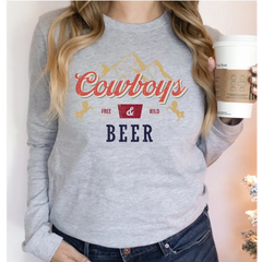 Cowboy and Beer Sweatshirt Western Sweatshirt Beer Sweatshirt Beer Western Gift-542 - Physical