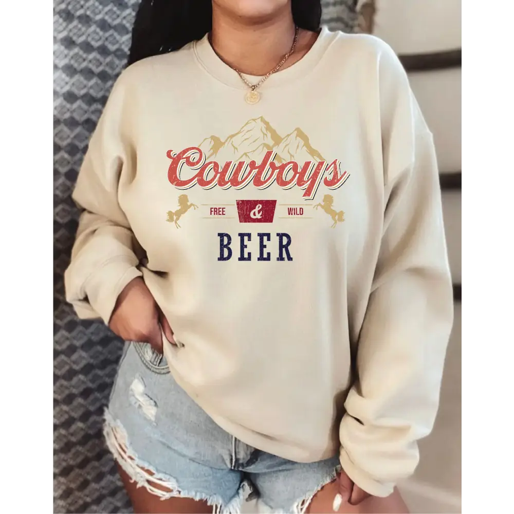Cowboy and Beer Sweatshirt Western Sweatshirt Beer Sweatshirt Beer Western Gift-542 - Physical