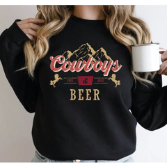 Cowboy and Beer Sweatshirt Western Sweatshirt Beer Sweatshirt Beer Western Gift-542 - Physical