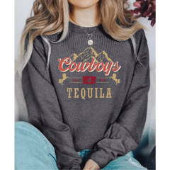 Cowboy and Tequila Sweatshirt Western Sweatshirt Tequila Sweatshirt Tequila Western Gift-537 - Physical