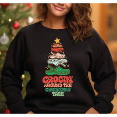 Crocin Around the Christmas Tree Sweatshirt and Hoodie Funny Christmas Sweatshirt Crocs Christmas Tree Sweatshirt Youth
