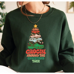 Crocin Around the Christmas Tree Sweatshirt and Hoodie Funny Christmas Sweatshirt Crocs Christmas Tree Sweatshirt Youth