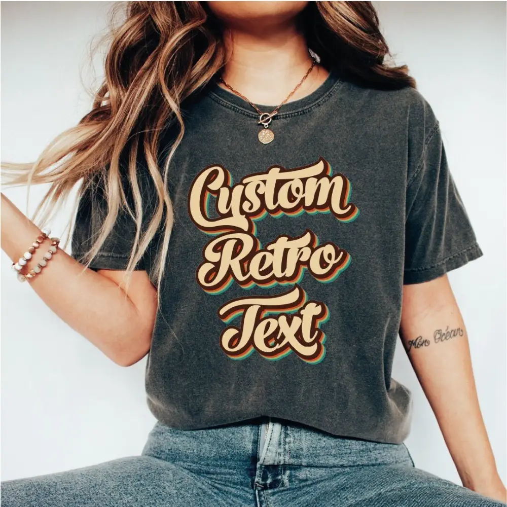 Custom Shirt Retro Text Retro Custom Tshirt Personalized Shirts Vintage Style Tee LS121 - Physical