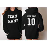 Custom Sports Team Hoodie Front Back Name and Number Personalized Sports Hoodie LS428 - Physical