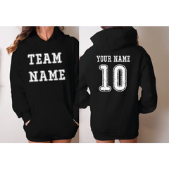 Custom Sports Team Hoodie Front Back Name and Number Personalized Sports Hoodie LS428 - Physical