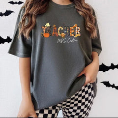 Custom Teacher Fall Tshirt Autumn Shirt Pumpkin Sesons Comfort Colors Tshirt Boho Fall Tshirt Pumpkin Spice