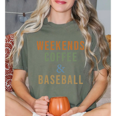 Custom Weekends Coffee And Baseball Comfort Colors Shirt Baseball Mom Shirt Gift for Baseball Lover Baseball Gifts