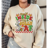Dead Inside But Jolly AF Sweatshirt Christmas Gift Sweatshirt Funny Christmas Tees,Christmas Holly Spirit,Christmas