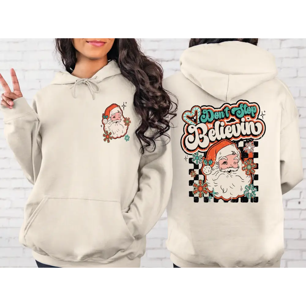 Don’t Stop Believin Christmas Sweatshirt Santa Claus Sweatshirt and Hoodie Retro Christmas Shirt Christmas Gift Youth