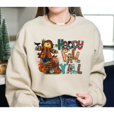 Fall Y’all Sweatshirt Fall Scarecrow Sweatshirt Pumpkin Scarecrow Sweater Happy Fall Yall Hoodie SAS399 - Physical