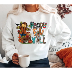 Fall Y’all Sweatshirt Fall Scarecrow Sweatshirt Pumpkin Scarecrow Sweater Happy Fall Yall Hoodie SAS399 - Physical