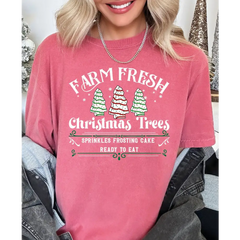 Farm Fresh Christmas Trees Comfort Colors Shirt Christmas Cake Shirt Christmas Tree Cake T-Shirt Cute Christmas Shirt