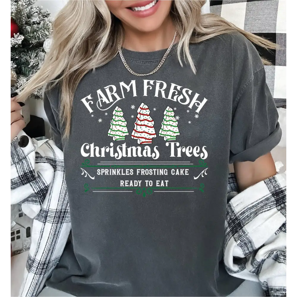Farm Fresh Christmas Trees Comfort Colors Shirt Christmas Cake Shirt Christmas Tree Cake T-Shirt Cute Christmas Shirt