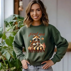 Feral Girl Autumn Sweatshirt Trendy Fall Season Hoodie,Pumpkin Season Retro Fall Season Shirt Autumn Raccoon,Funny