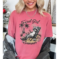 Feral Girl Summer Comfort Colors Shirt Funny Meme Opossum Shirt Feral Girl Shirt Funny Shirt Cowgirl Western Shirt