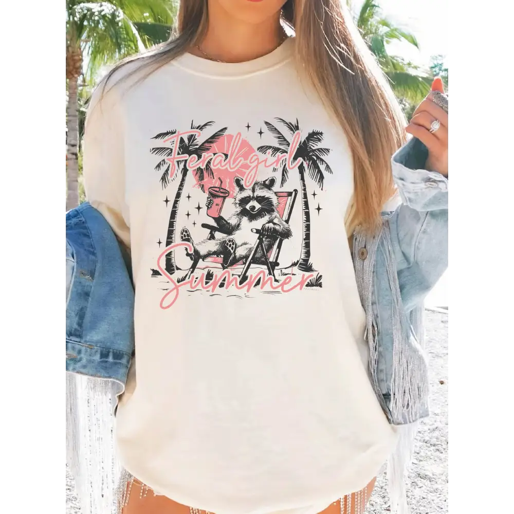 Feral Girl Summer Comfort Colors Shirt Funny Meme Opossum Shirt Feral Girl Shirt Funny Shirt Cowgirl Western Shirt
