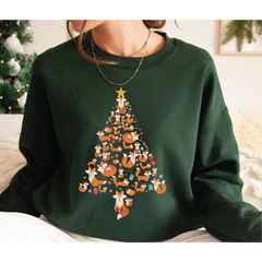 Fox Tree Christmas Sweatshirt Christmas Fox Tree Sweatshirt Fox Tree Xmas Youth Sweatshirt Funny Christmas Sweatshirt