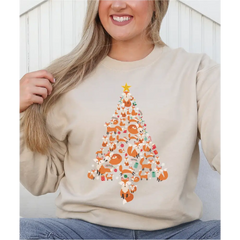 Fox Tree Christmas Sweatshirt Christmas Fox Tree Sweatshirt Fox Tree Xmas Youth Sweatshirt Funny Christmas Sweatshirt