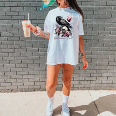 Halloweentown Yall Women’s T-shirt Pink Skeleton Halloween Shirt Pink Skull Flowers Shirt Retro Halloween Shirt,Fall