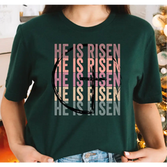 He Is Risen Shirt Women Retro Cross Shirt He Lives Tshirt Jesus Shirt Christian Apparel Bible Verse Gift for Women