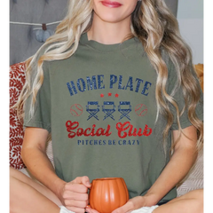 Home Plate Social Club Comfort Colors Shirt Baseball Mama Shirt Baseball Mom T-Shirt Gift for Baseball Mom LS889