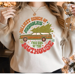Jolliest Bunch Of this side of the Nuthouse Sweatshirt Jolliest Bunch of Assholes Christmas Vacation Sweatshirt LS713