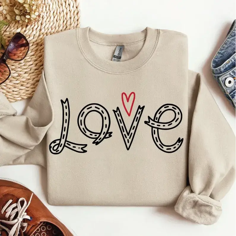 Love Sweatshirt Love Ribbon Sweatshirt Engagement Valentine’s Day Gift SFS0140 - Physical