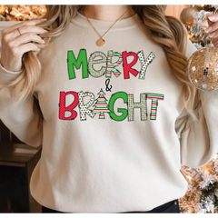 Merry and Bright Sweatshirt Christmas Sweatshirt Family Christmas Sweatshirt Christmas Sweater for Women Merry