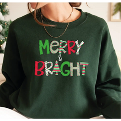Merry and Bright Sweatshirt Christmas Sweatshirt Family Christmas Sweatshirt Christmas Sweater for Women Merry
