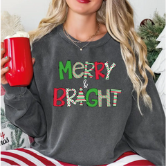 Merry and Bright Sweatshirt Christmas Sweatshirt Family Christmas Sweatshirt Christmas Sweater for Women Merry