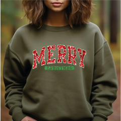 Merry Christmas Sweatshirt Retro Merry Sweatshirt Faux Glitter Merry Shirt for Women Shirt Youth Toddler Merry Shirt