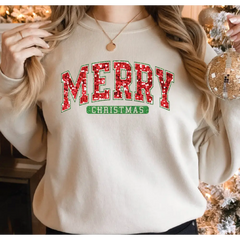 Merry Christmas Sweatshirt Retro Merry Sweatshirt Faux Glitter Merry Shirt for Women Shirt Youth Toddler Merry Shirt