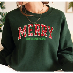 Merry Christmas Sweatshirt Retro Merry Sweatshirt Faux Glitter Merry Shirt for Women Shirt Youth Toddler Merry Shirt